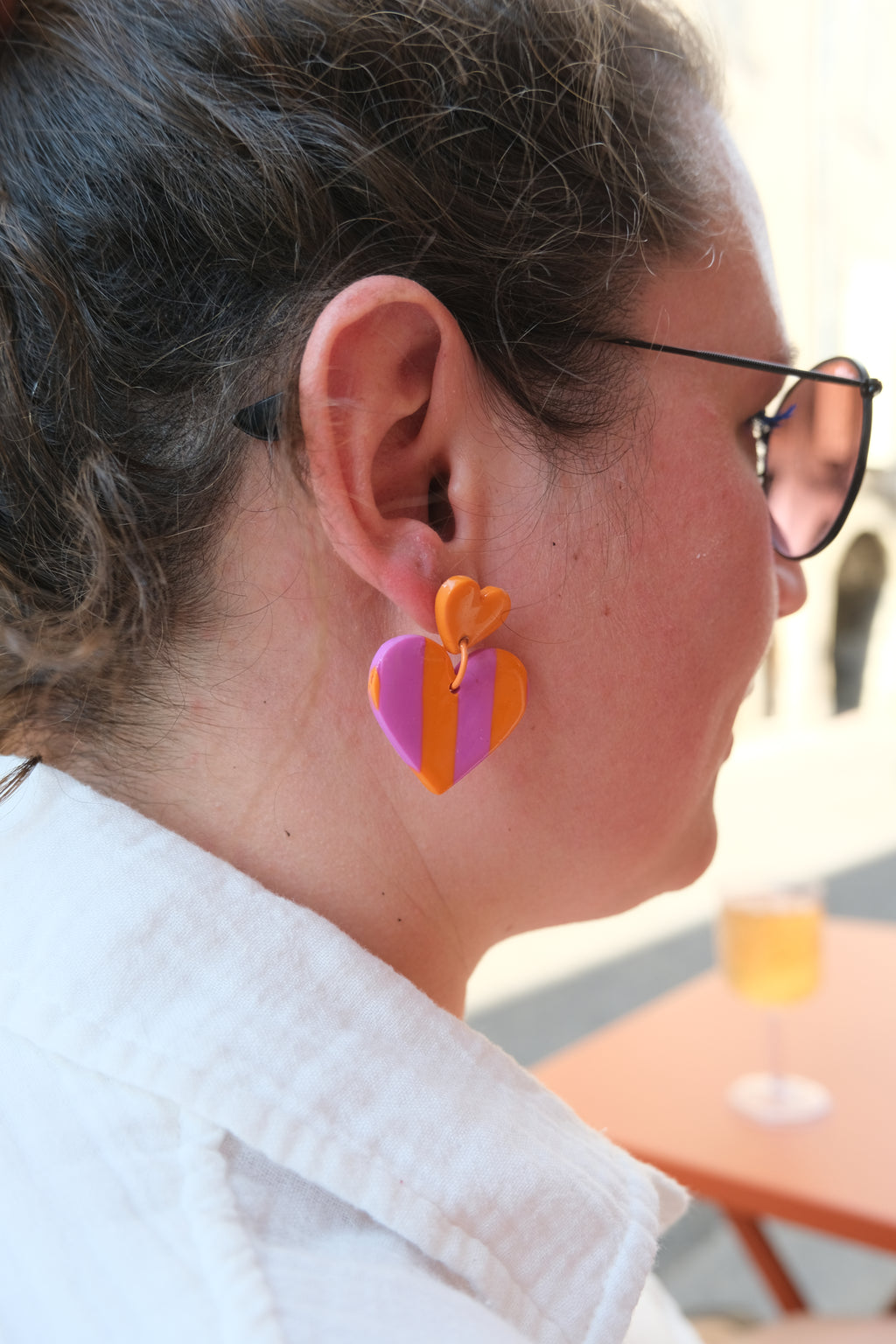 Boucles d'oreilles Alice - Rose et Orange