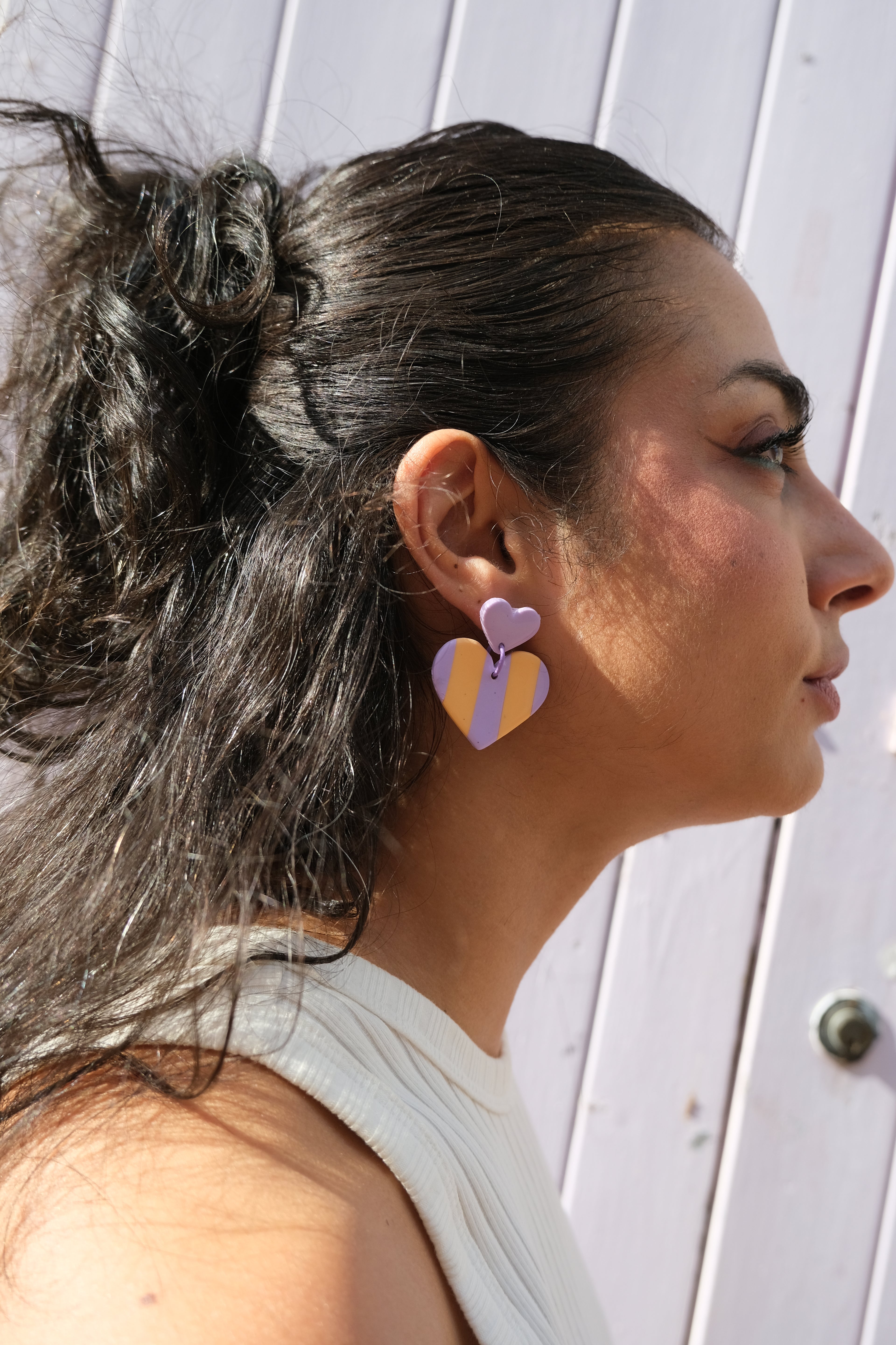 Boucles d'oreilles Alice - Lilas et pêche