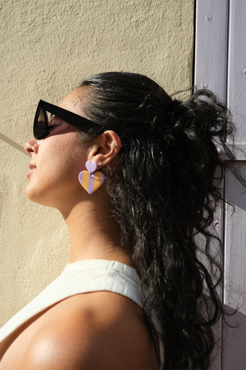 Boucles d'oreilles Alice - Lilas et pêche