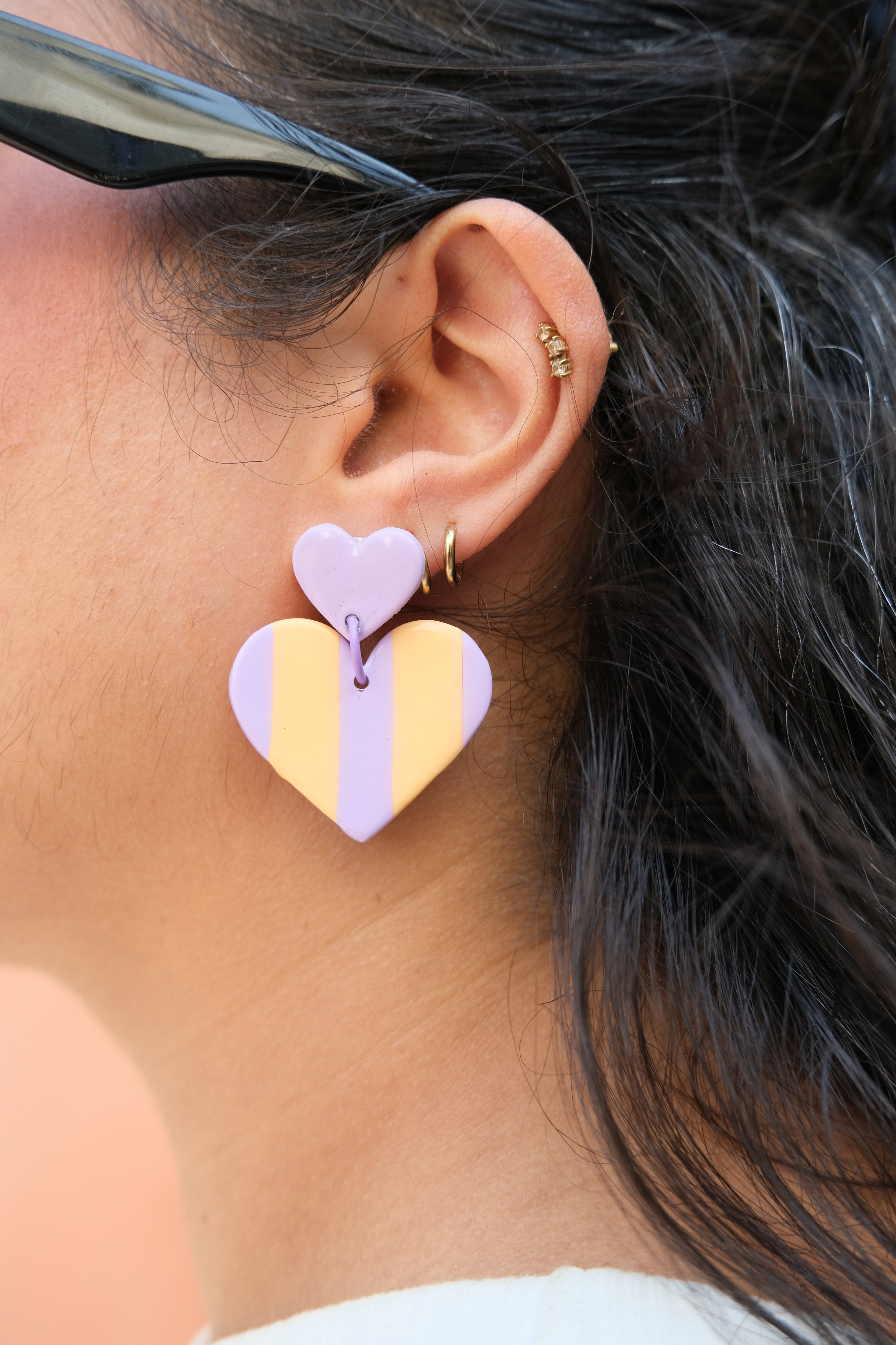 Boucles d'oreilles Alice - Lilas et pêche
